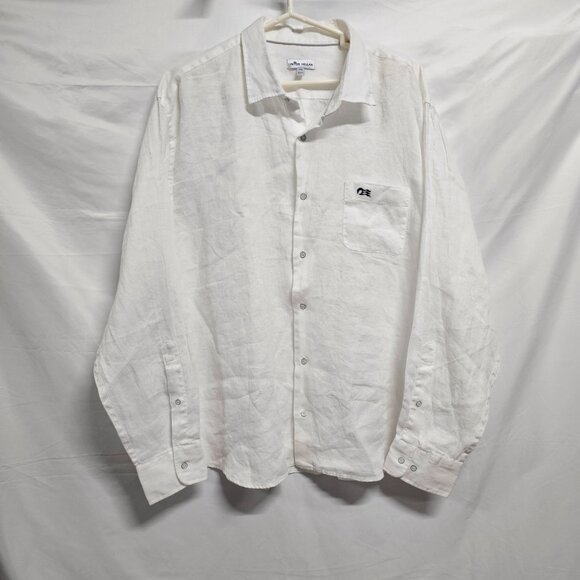 Peter Millar Button Up Men Shirt Size XXL White Linen Long Sleeve - Picture 6 of 13